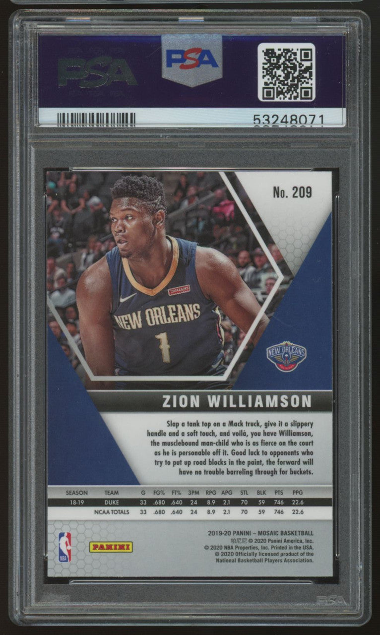 2019/20 Mosaic Zion Williamson RC #209 PSA 10