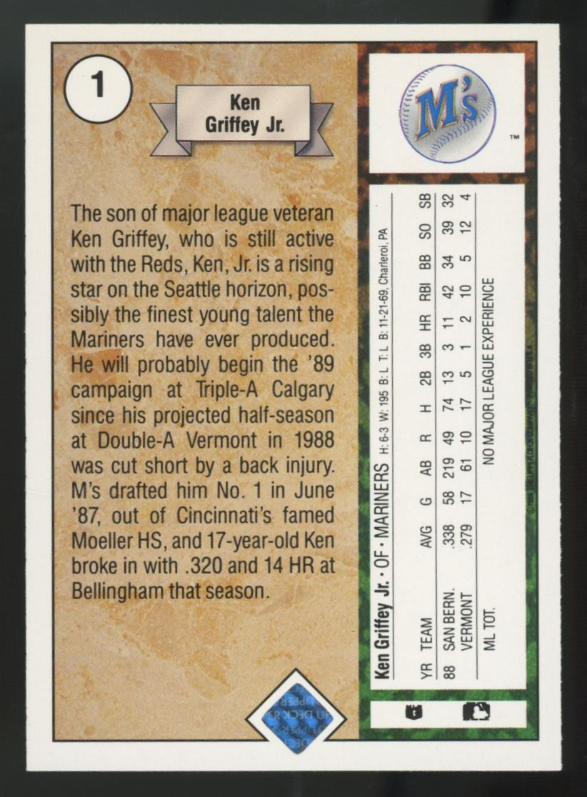 1989 Upper Deck Ken Griffey Jr. RC #1 NM "I"