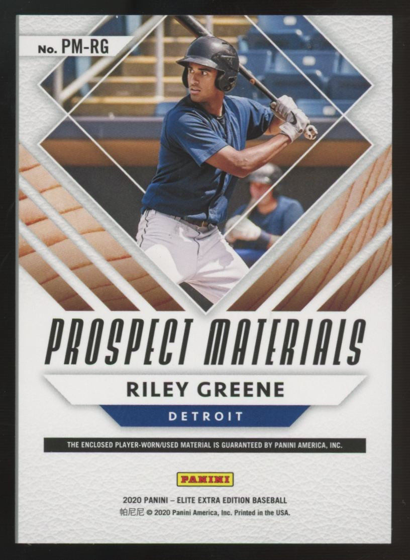2020 Panini Elite Extra Edition Riley Greene Prospect Materials Patch #PM-RG