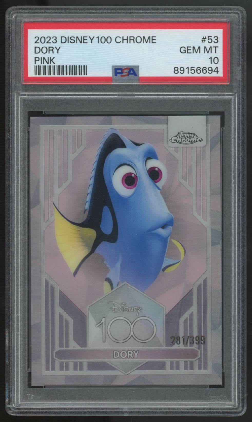 2023 Topps Disney Chrome 100 Dory Pink /399 #53 PSA 10
