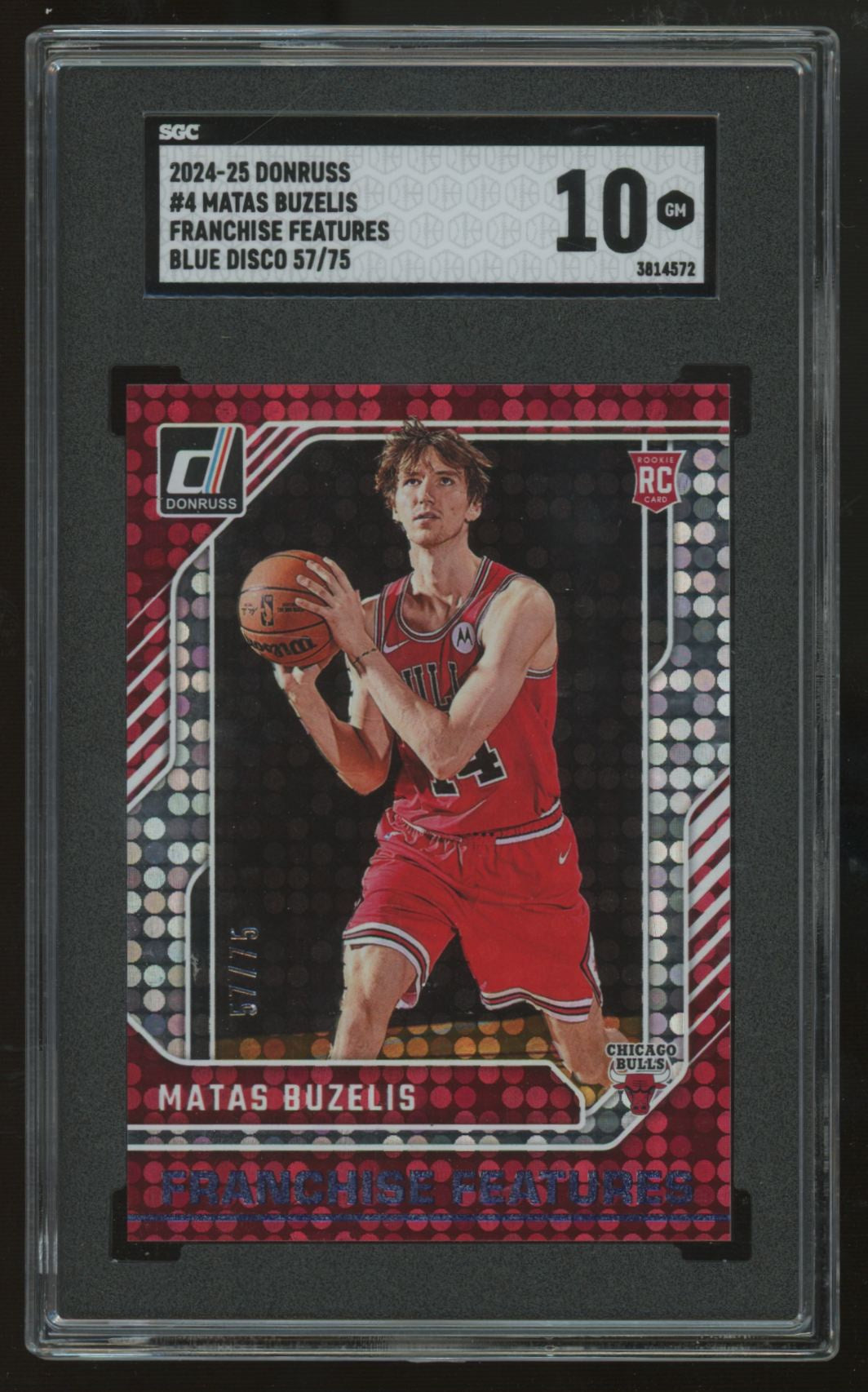 2024-25 Donruss Matas Buzelis RC Franchise Features Blue Disco /75 #4 SGC 10