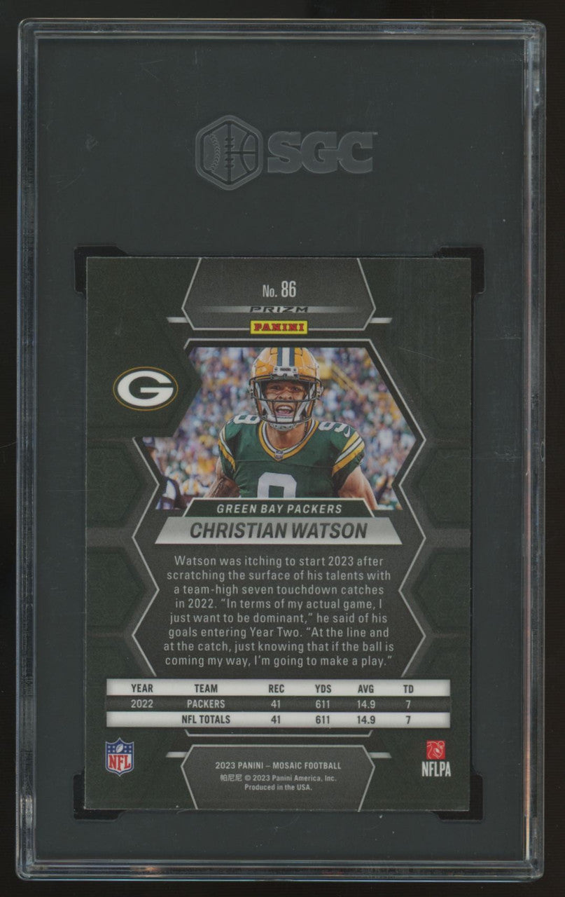 2023 Panini Mosaic Christian Watson Genesis Prizm SSP #86 SGC 9.5