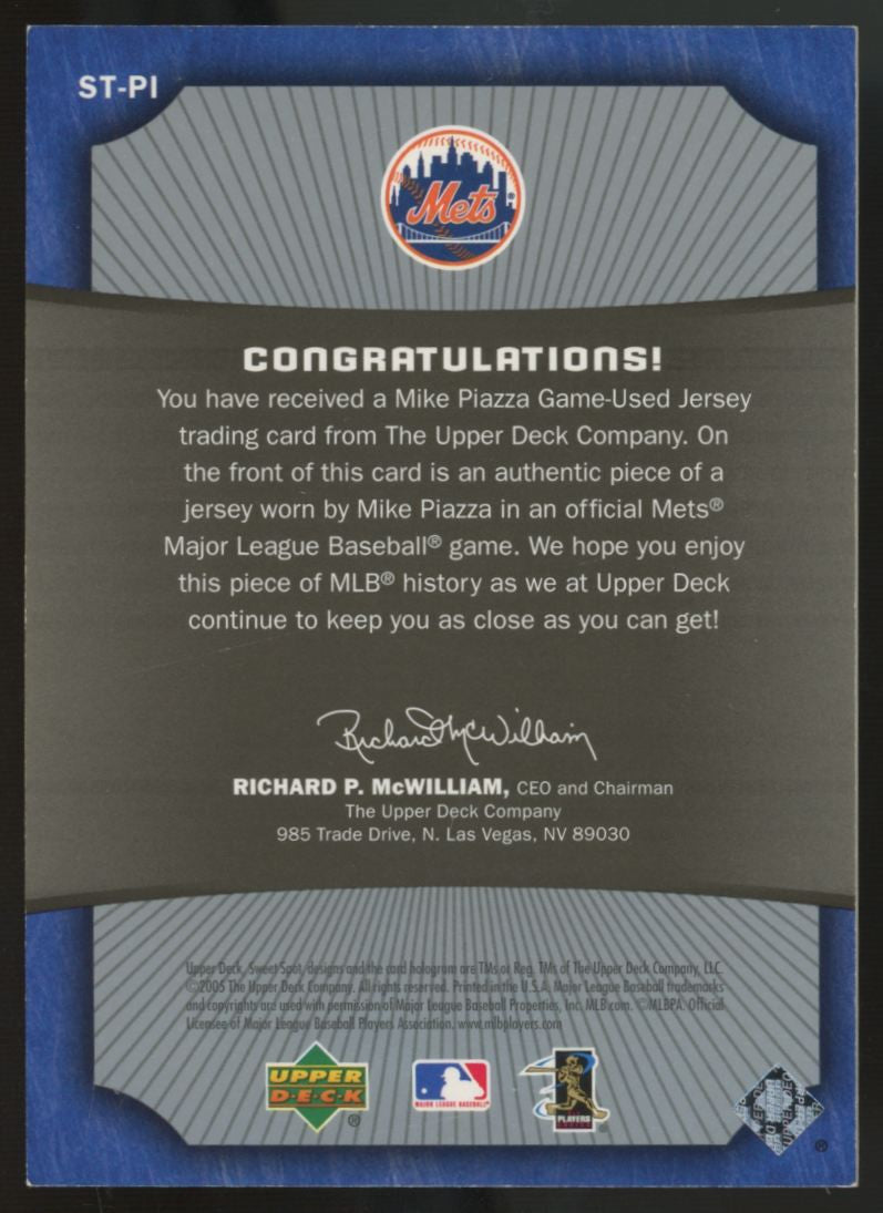 2005 Upper Deck Sweet Spot Mike Piazza Sweet Threads Platinum Patch /10 #ST-PI