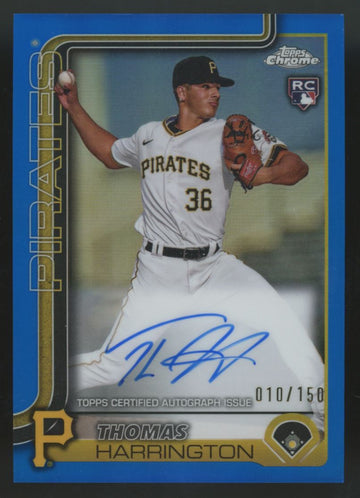 2025 Topps Chrome Thomas Harrington RC Blue Refractor Auto /150 #RA-THA