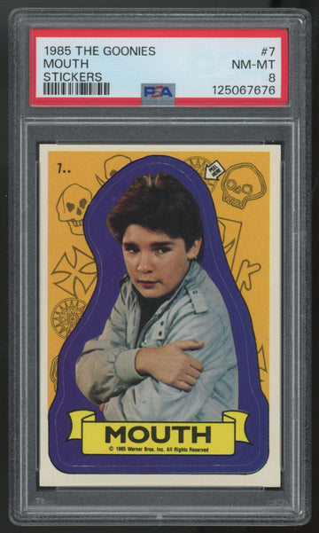 1985 The Goonies Mouth Stickers #7 PSA 8
