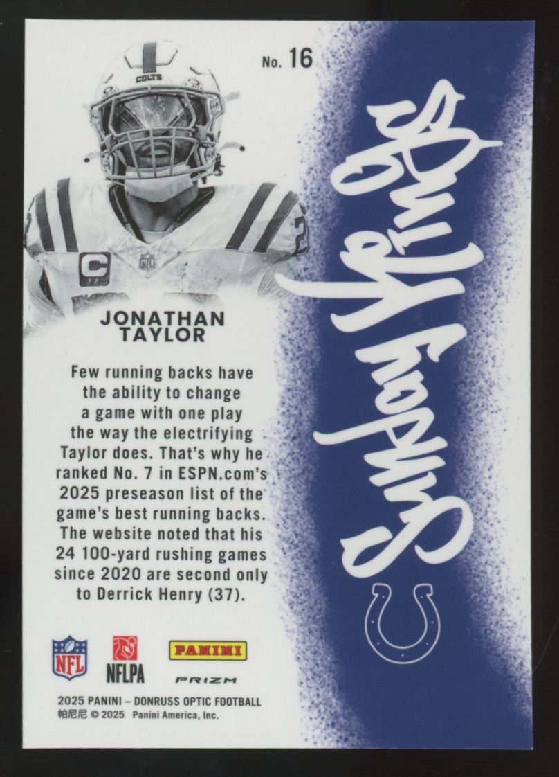 2025 Donruss Optic Jonathan Taylor Sunday Kings SSP #16