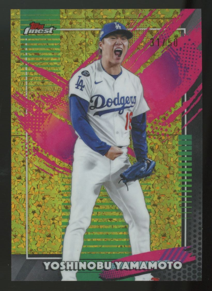 2026 Topps Finest Yoshinobu Yamamoto Rare Gold Mini-Diamond /50 #215