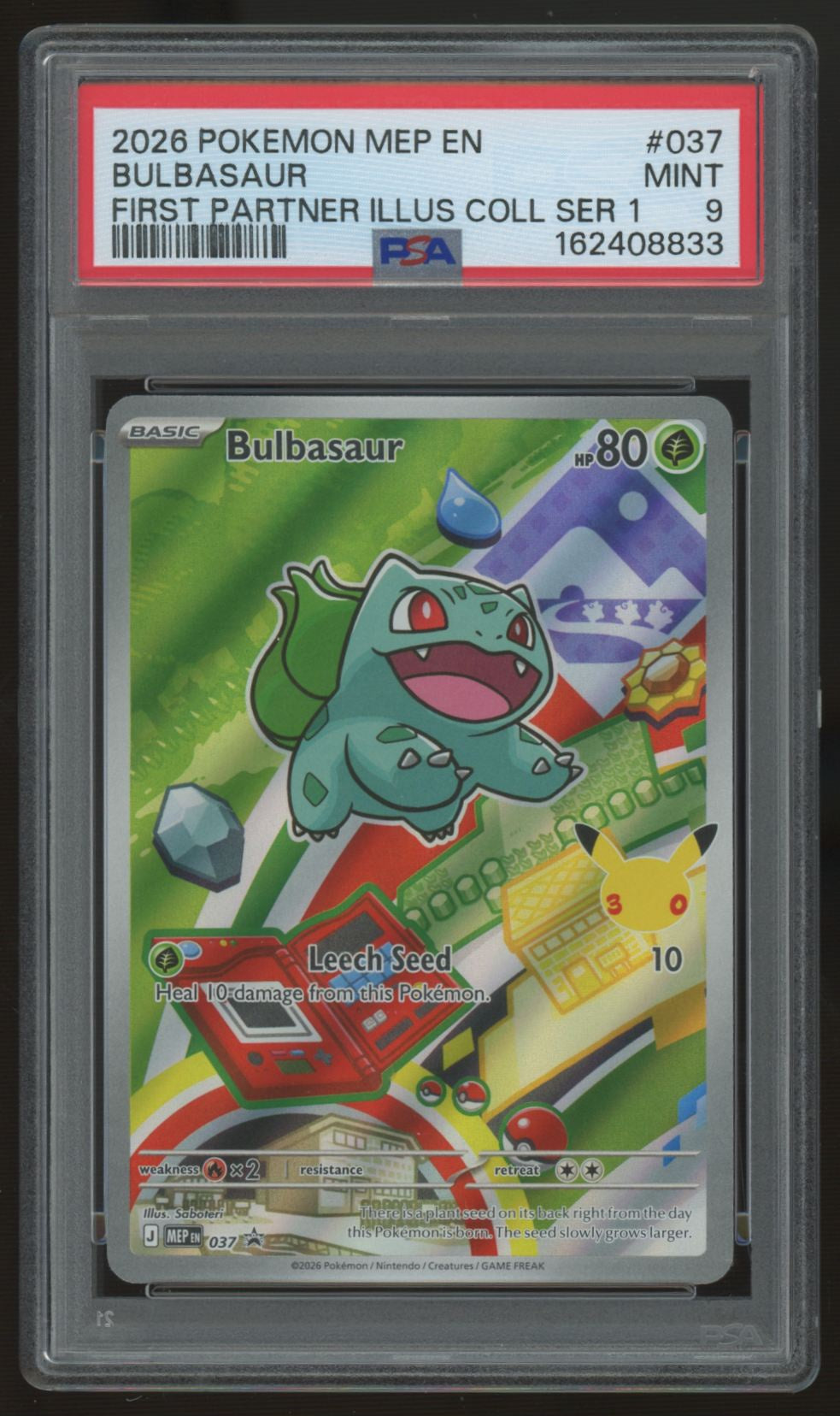 2026 Pokemon Bulbasaur First Partner Collection Promo #37 PSA 9