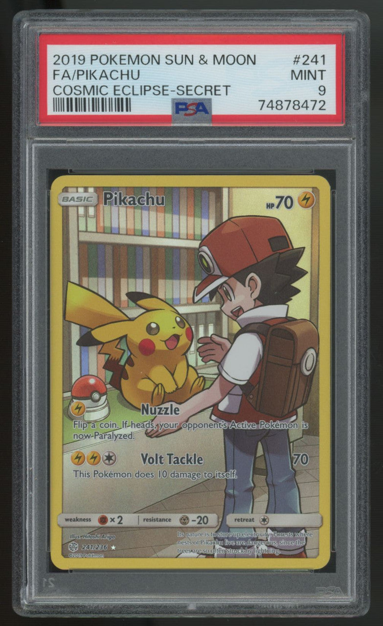 2019 Pokemon Pikachu Cosmic Eclipse Full Art Secret #241 PSA 9