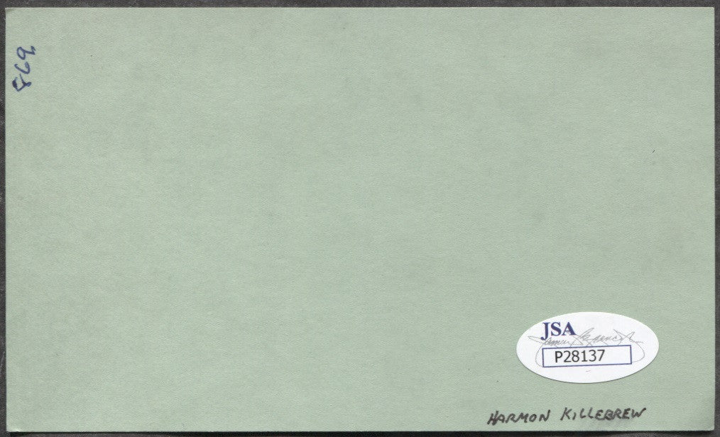 Harmon Killebrew Minnesota Twins Autographed Index Card JSA Certified