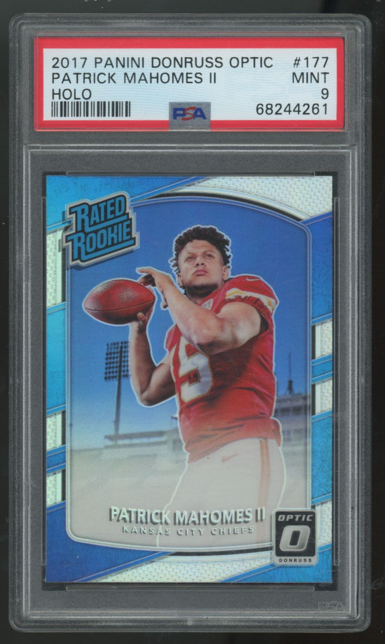 2017 Panini Donruss Optic Patrick Mahomes II RC Rated Rookie Holo #177 PSA 9