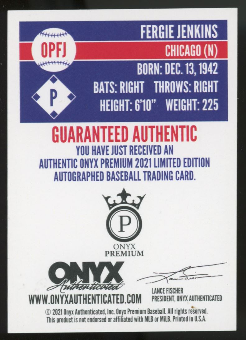 2021 Onyx Premium Fergie Jenkins Auto #OPFJ