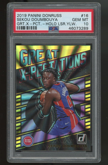 2019/20 Donruss Sekou Doumbouya RC Great X-Pectations Yellow Laser /75 PSA 10