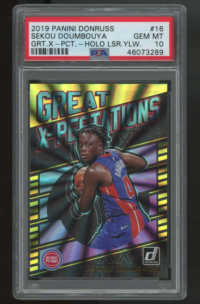 2019/20 Donruss Sekou Doumbouya RC Great X-Pectations Yellow Laser /75 PSA 10