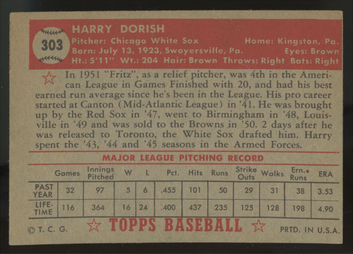 1952 Topps Harry Dorish #303 VG/EX
