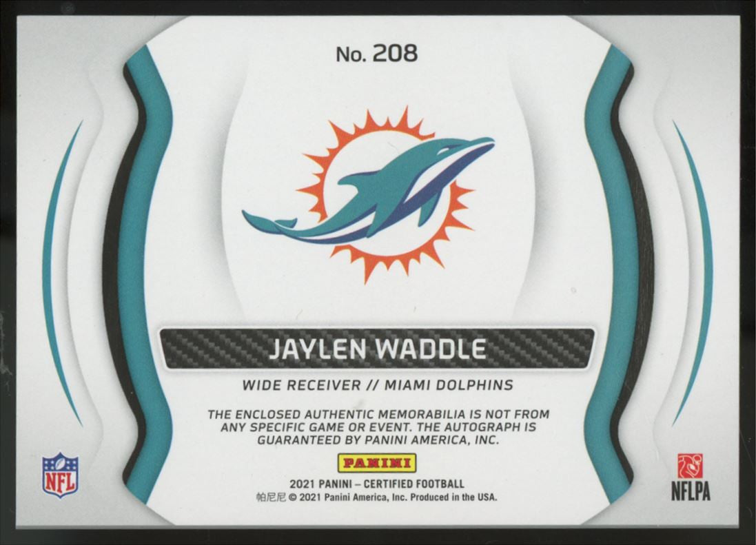 2021 Certified Jaylen Waddle Freshman Fabric RC Patch Auto RPA /249 #208