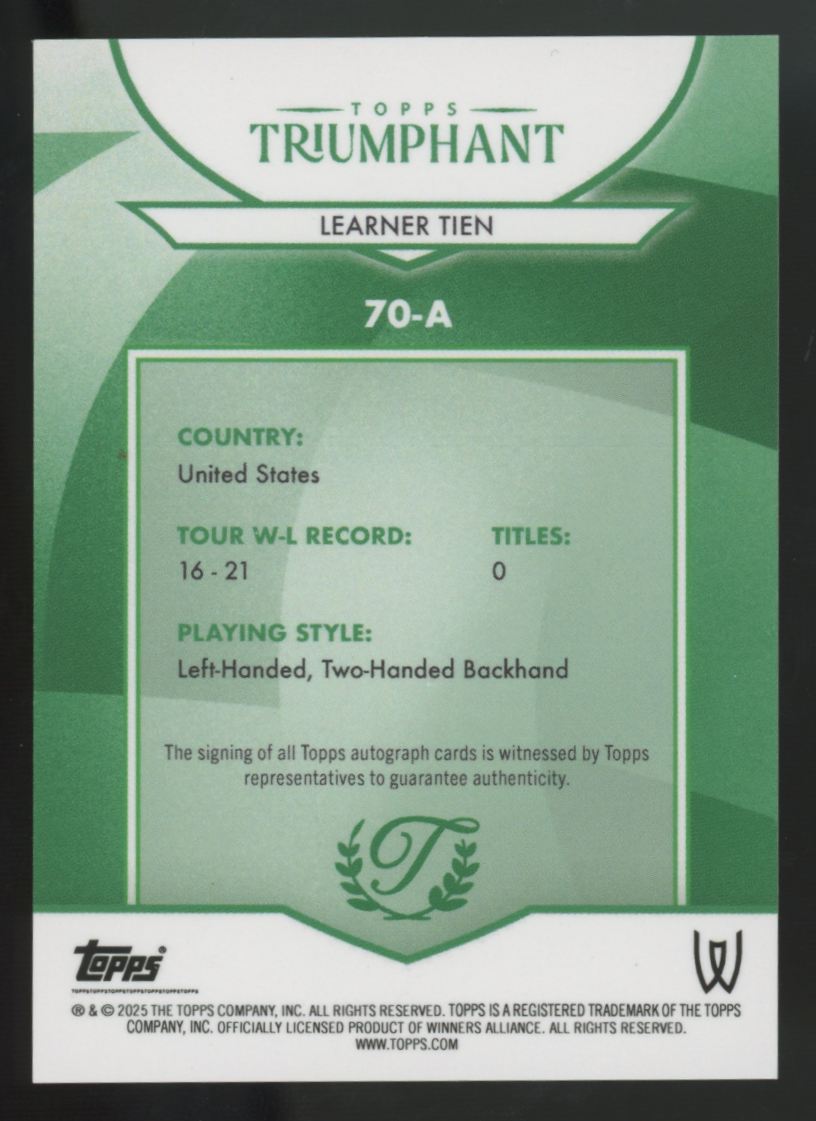 2025 Topps Triumphant Learner Tien Orange Foil Auto /25 #70-A