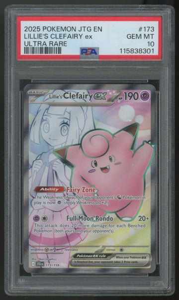 2025 Pokemon Lillie's Clefairy  Journey Together Ultra Rare #173 PSA 10
