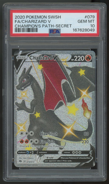 2020 Pokemon Charizard V Champion's Path Secret Rare #79 PSA 10