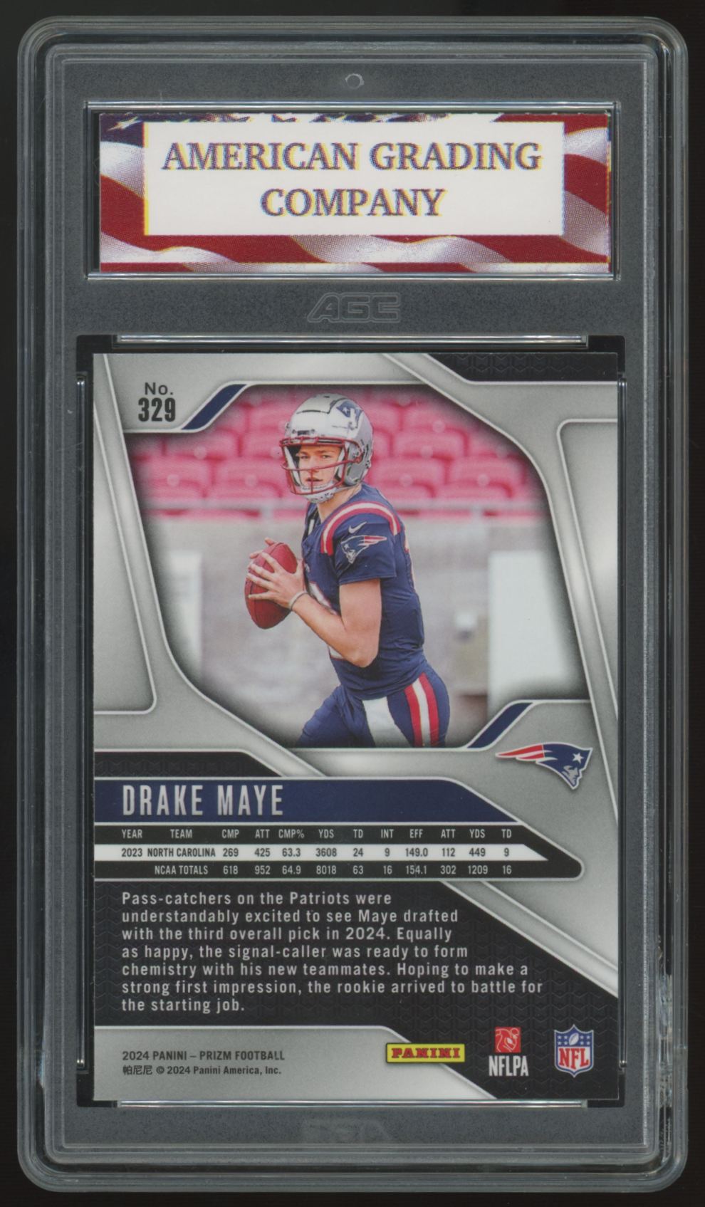 2024 Panini Prizm Drake Maye RC #329 AGC 10 *459