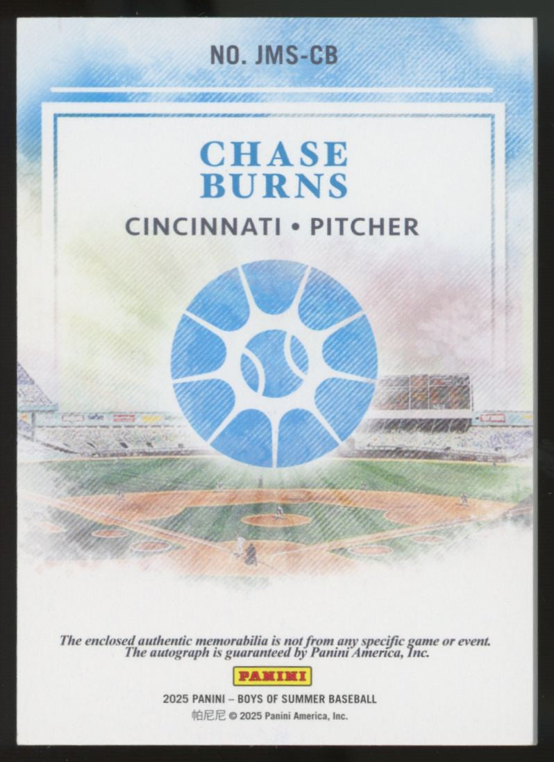 2025 Panini Boys of Summer Chase Burns Patch Auto /99 #JMS-CB