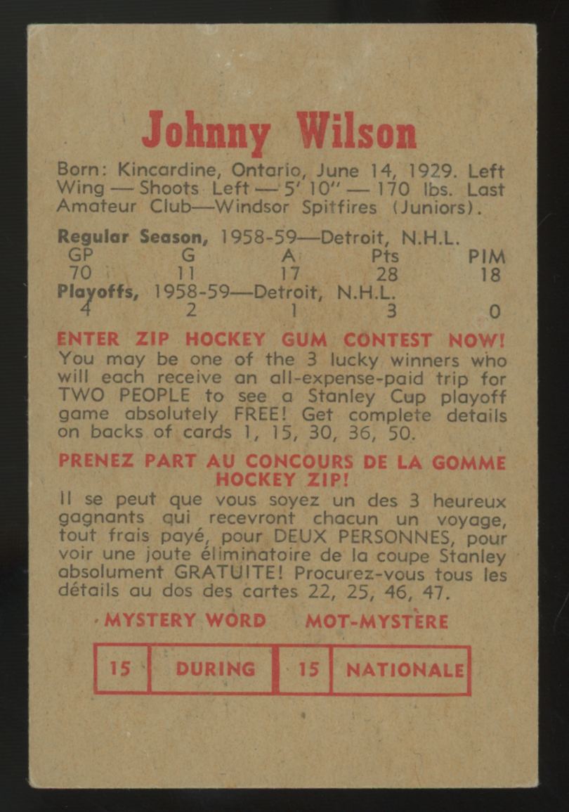 1959-60 Parkhurst Johnny Wilson #13 EX