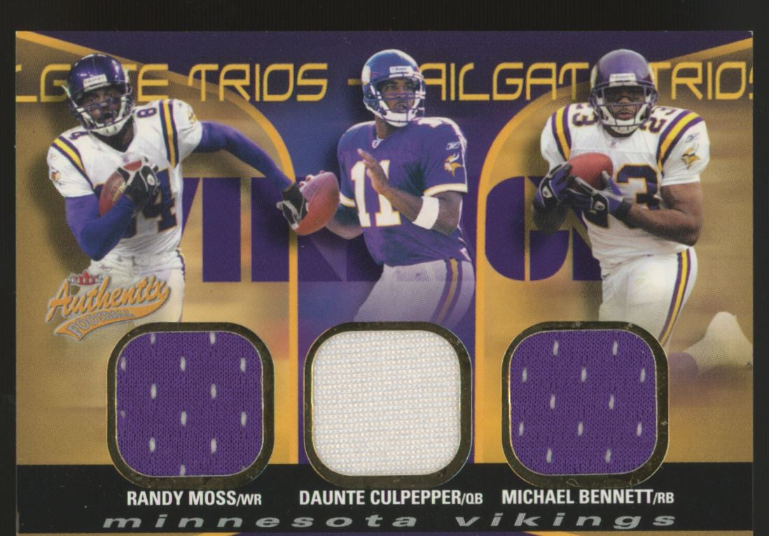 2004 Fleer Authentix Moss Culpepper Bennett Tailgate Trios St Paul Edition /5