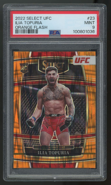 2022 Select UFC Ilia Topuria RC Concourse Orange Flash #23 PSA 9