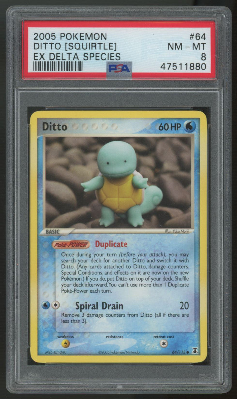 2005 Pokemon Ditto (Squirtle) EX Delta Species #64 PSA 8