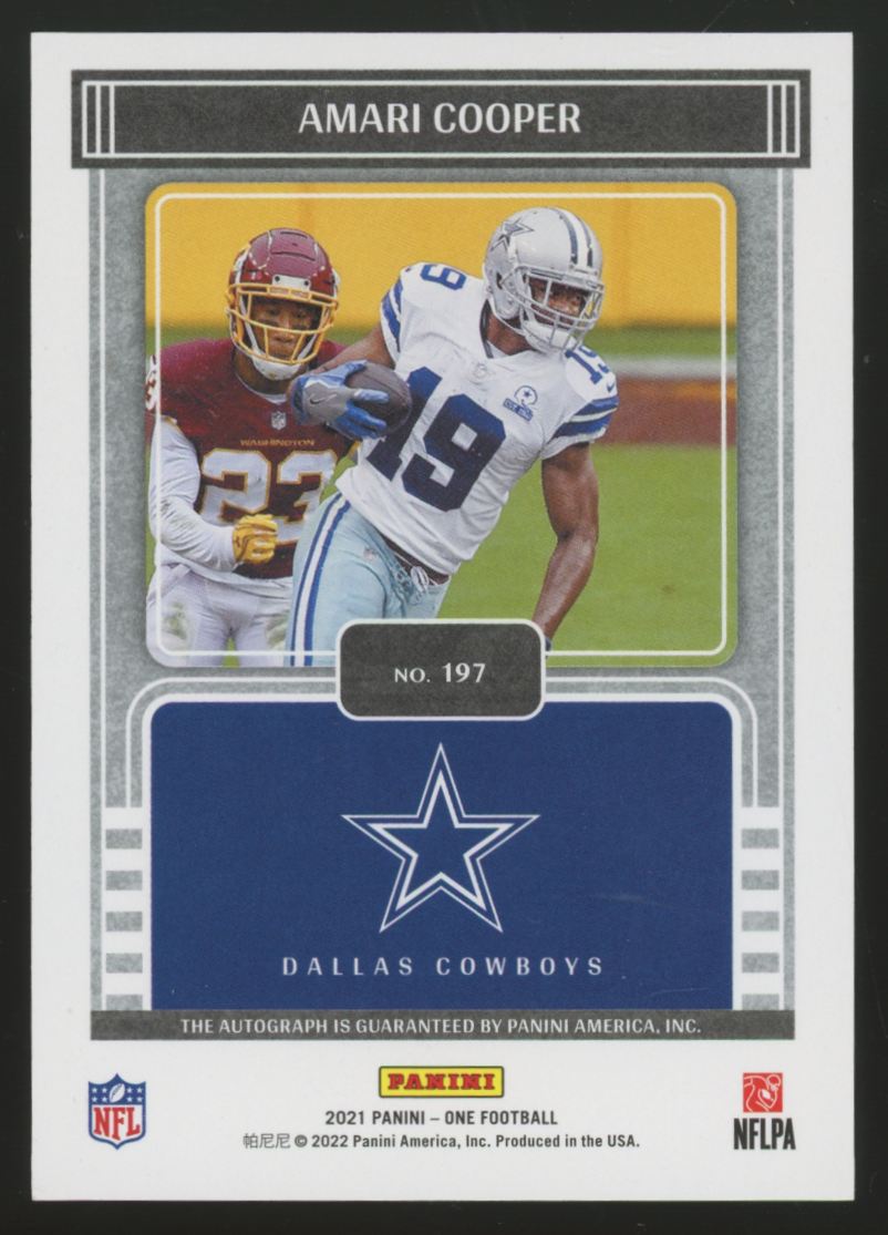 2021 Panini One Amari Cooper Matchless Platinum Auto /3 #197