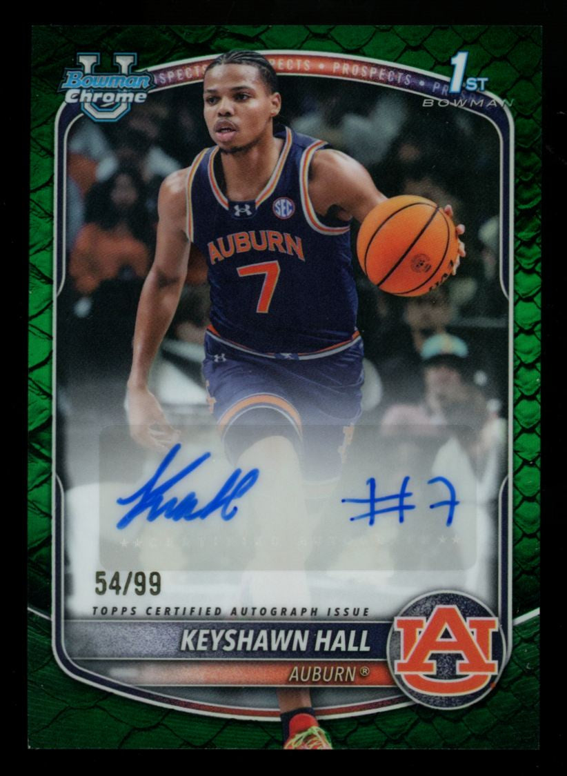 2025-26 Bowman Chrome Keyshawn Hall 1st Prospect Reptilian Green Auto /99