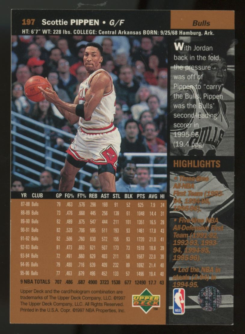 1996-97 Upper Deck Steve Nash RC Scottie Pippen Back Error #197