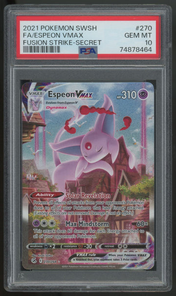 2021 Pokemon Espeon VMAX Fusion Strike Secret Full Art #270 PSA 10