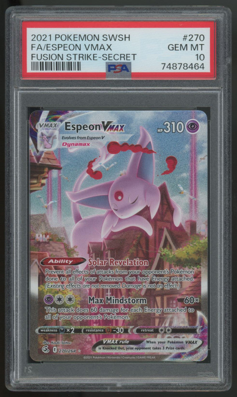 2021 Pokemon Espeon VMAX Fusion Strike Secret Full Art #270 PSA 10