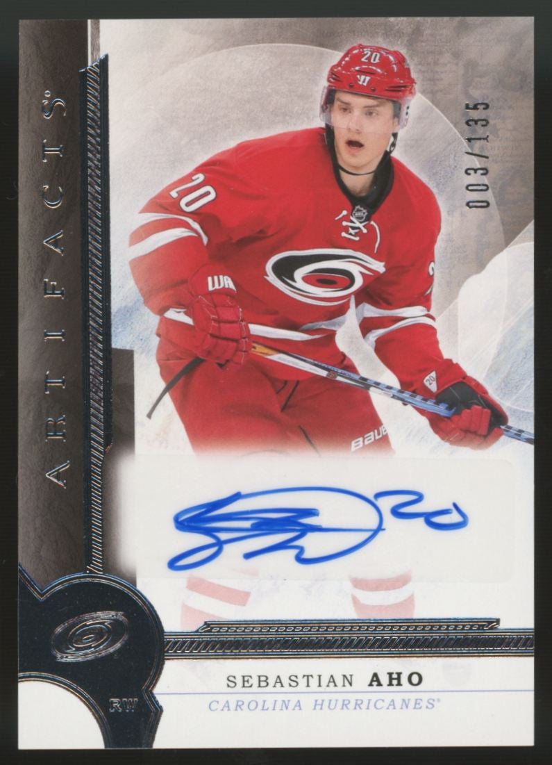 2016/17 UD Artifacts Sebastian Aho RC Auto /135 #XII