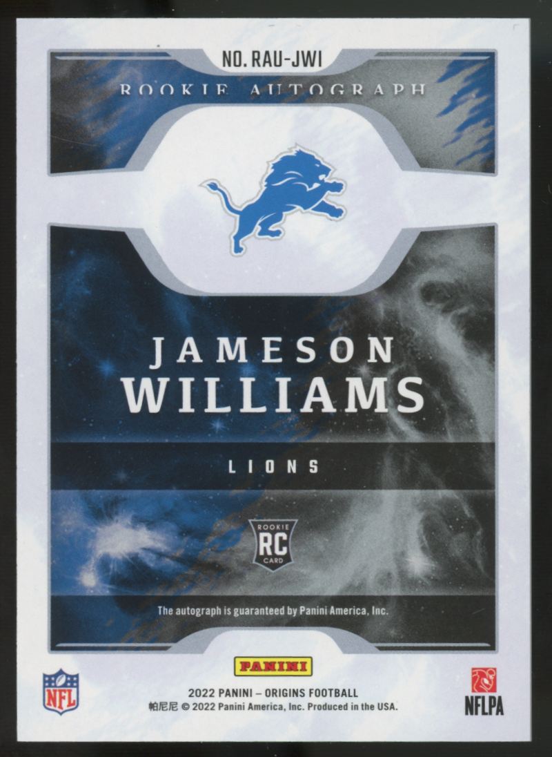 2022 Panini Origins Jameson Williams RC Auto Turquoise /25 #RAU-JWI
