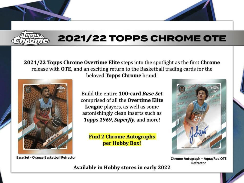 2021/22 Topps Chrome Overtime Elite Basketball Hobby Box