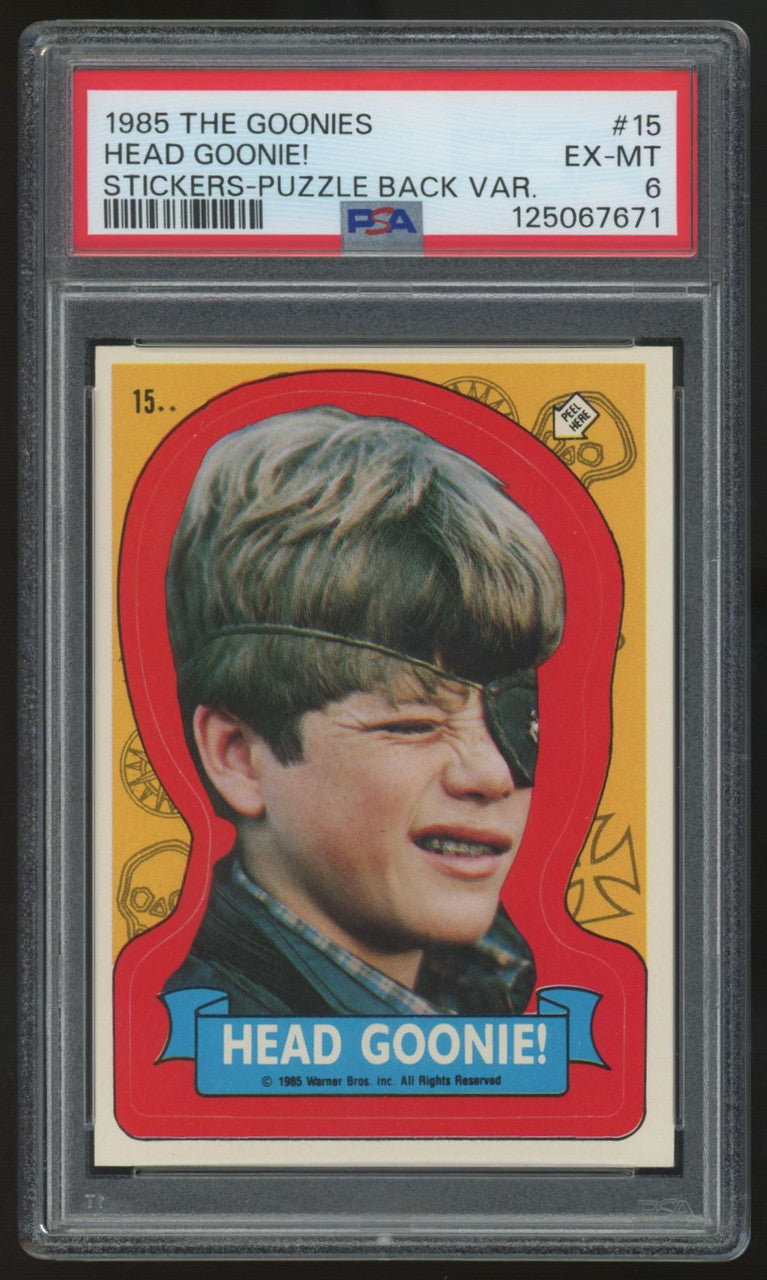 1985 The Goonies Head Goonie! Stickers-Puzzle Back #15 PSA 6