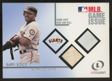 2001 Fleer Legacy Barry Bonds Game Issue Dual Base & Ball Relic Patch /100