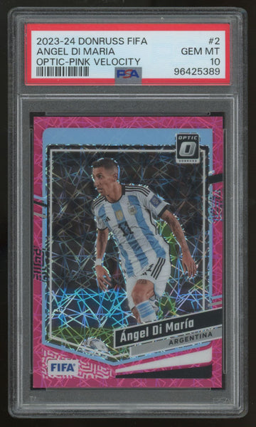 2023-24 Donruss Optic FIFA Angel Di Maria Pink Velocity /99 #2 PSA 10