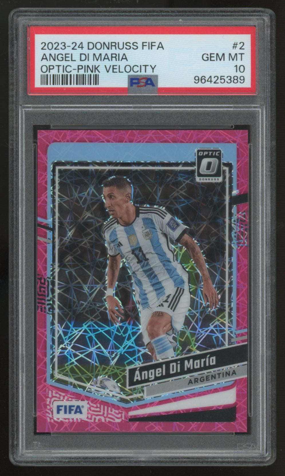 2023-24 Donruss Optic FIFA Angel Di Maria Pink Velocity /99 #2 PSA 10