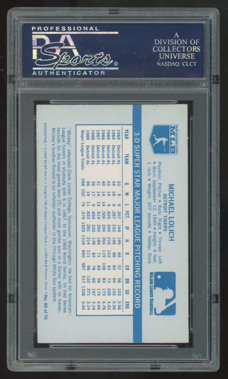 1970 Kellogg's Mickey Lolich #65 PSA 10