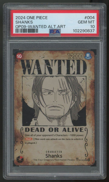 2024 One Piece Shanks OP09 Wanted Alt Art #003 PSA 10