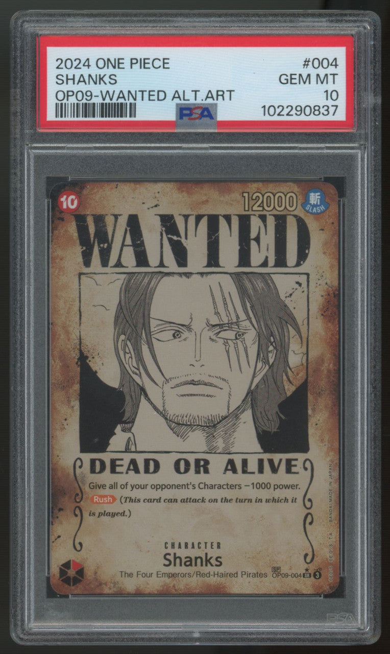 2024 One Piece Shanks OP09 Wanted Alt Art #003 PSA 10