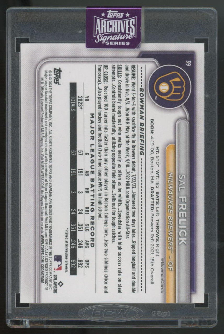 2025 Topps Archives Signature Series Sal Frelick RC Auto /50 #39