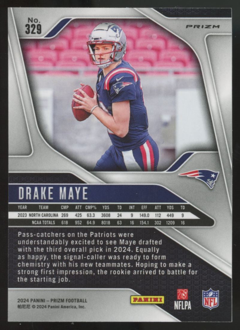 2024 Panini Prizm Drake Maye RC Red, White & Blue #329