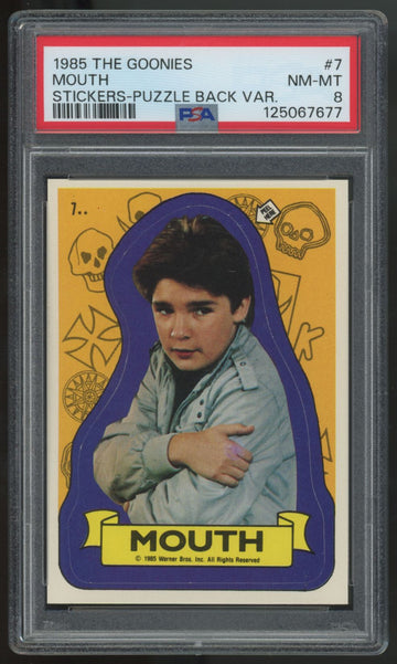 1985 The Goonies Mouth Stickers-Puzzle Back #7 PSA 8