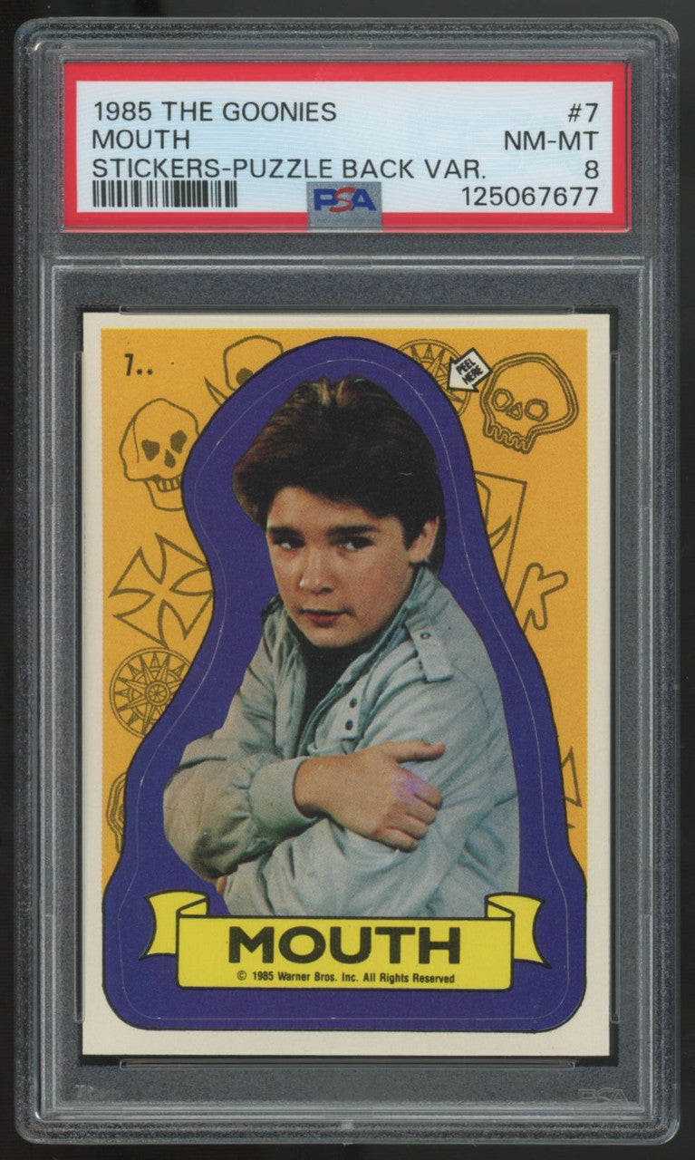 1985 The Goonies Mouth Stickers-Puzzle Back #7 PSA 8