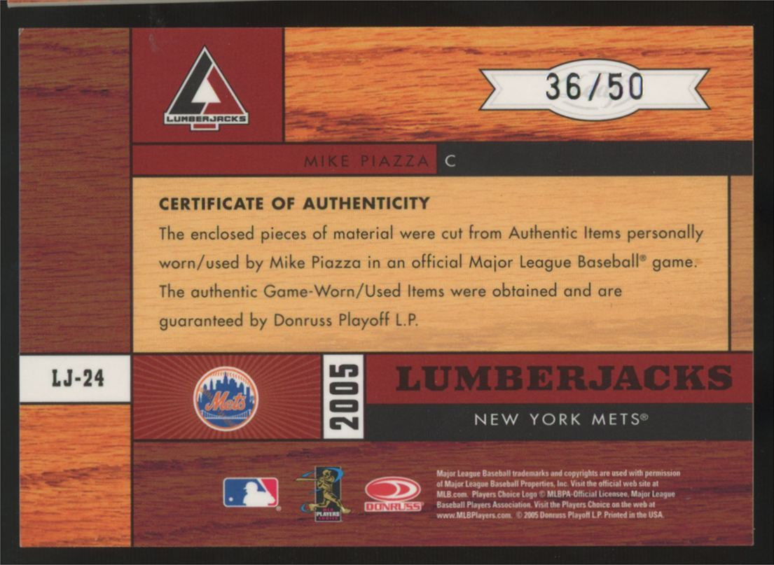 2005 Leaf Limited Mike Piazza Lumberjacks Dual Patch /50 #LJ-24