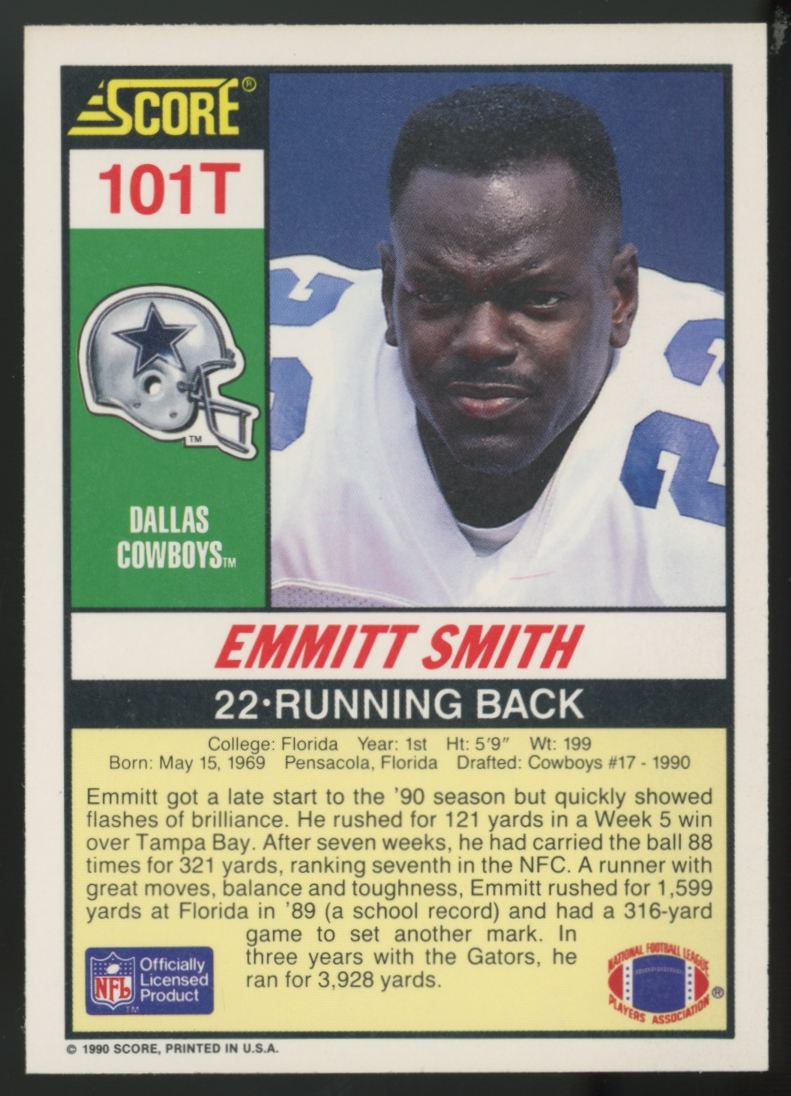 1990 Score Supplemental Emmitt Smith RC #101T "A"